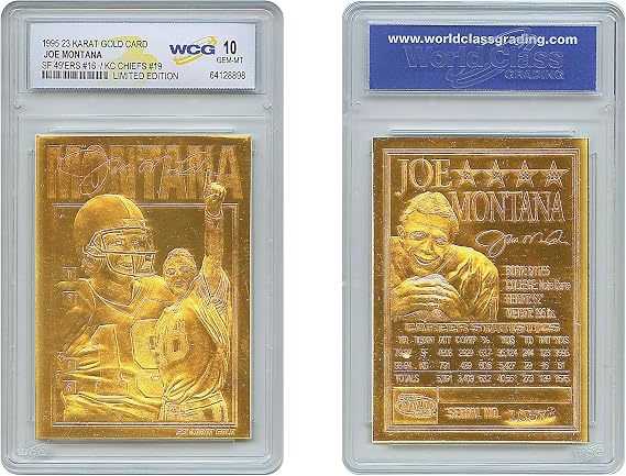 1995 Joe Montana SF 49ers / KC Chiefs 23K Gold Sculptured Card - Graded GEM Mint 10