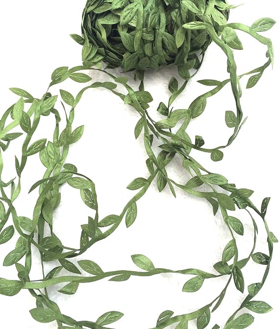 Levylisa Olive Leaf Vine Ribbon - 21.8 Yards, DIY Wedding Bouquet, Crown, Napkin Rings, Balloon Tail, Garland