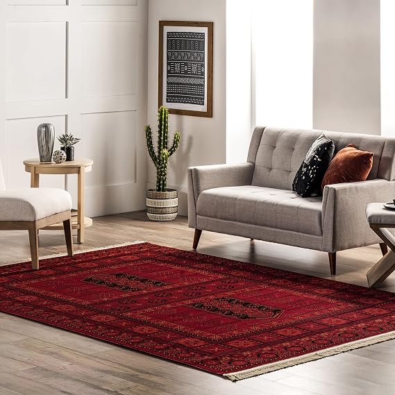 nuLOOM Billie Red Medallion Power Loomed Area Rug, 4' x 6' | Nuloom Billie Medallion 4' x 6' Area Rug for Living Room Bedroom Dining Room, Red