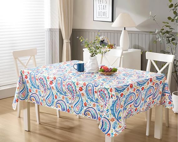 Newbridge Boho Chic Paisley Vinyl Tablecloth, 52 x 52 Inch Square