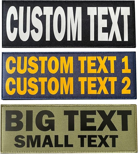 Custom Text Patch, Customizable Text Personalized Large Patch with Hook Loop Fastener