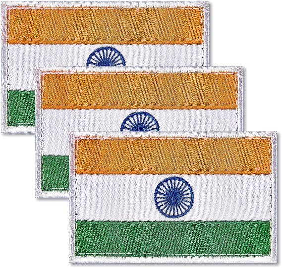 ZXvZYT 3 Pack India Flag Embroidered Patches Indian Flags Military Emblem Patch for Clothes Hat Backpacks Decorations