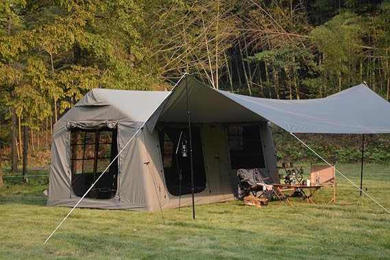 YOPTO Inflatable Camping Tent with Hand Pump,Waterproof and Windproof,Blow up Tent wCanopy,Portable Air Glamping Tents,4 Seasons,Easy Setup for 7-8 People