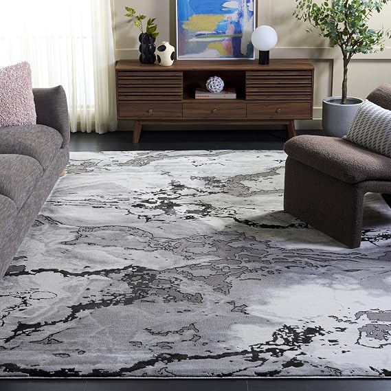 SAFAVIEH Area Rug 8x10 - Craft Collection - Large - Grey & Dark Grey, Modern Abstract Design, Non-Shedding & Easy Cleaning, Ideal for Living Room, Bedroom, Office, Dining Space (CFT854F)