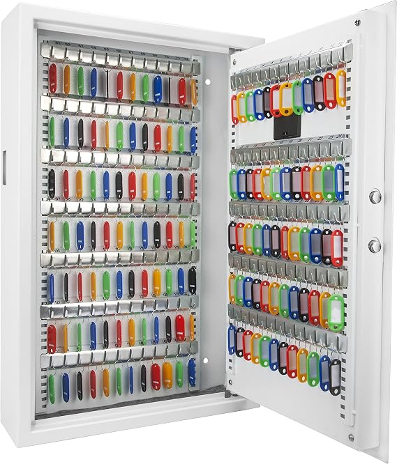 Steel 144 Key Cabinet with Electronic Keypad Lock Box, White