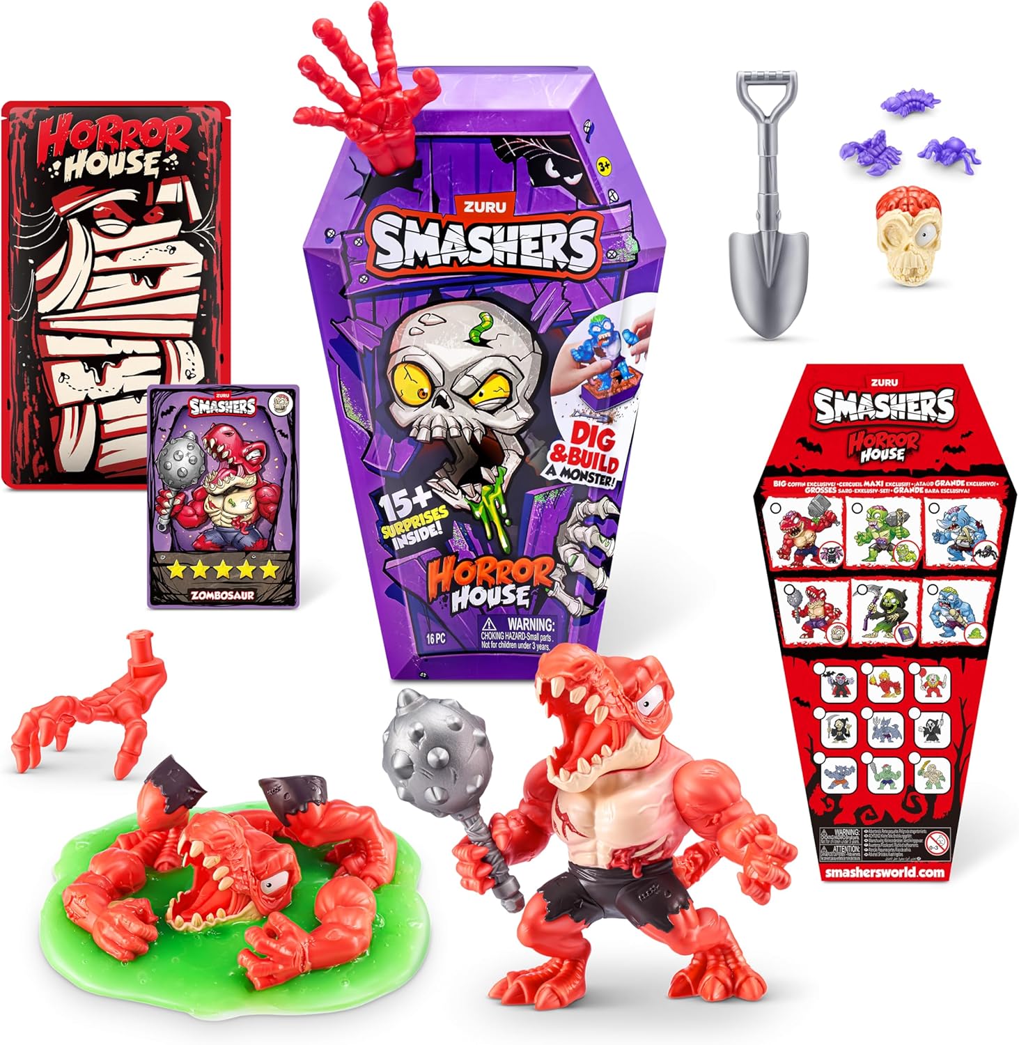 ZURU Smashers Horror House Zombosaurus, Interactive Toy, Collectible Toy for Kids and Teens
