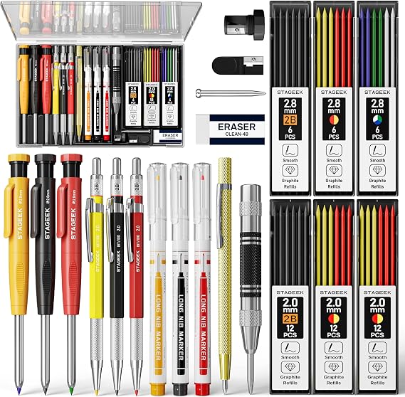 STAGEEK 22 Pack Carpenter Pencil Set with Sharpener