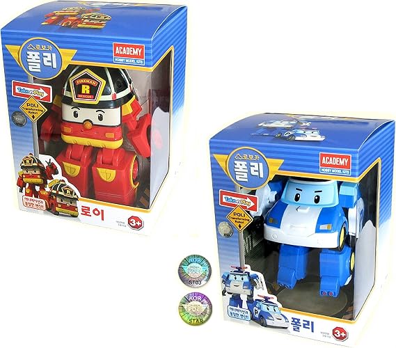 2 pcs Robocar Poli POLY + ROY Transformer Robot Toy for kids