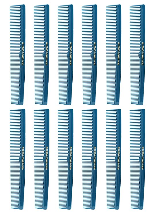 Allegro Combs Hair Combs Set, 420 Model, Nitrile Rubber, Teal, 12 Count Pack, Professional Hair Stylist Combs for Barber, Salon, Home Use