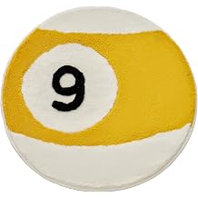 8 Top Halı 35" İnç, El Yapımı Tepeli Yuvarlak Estetik Bilardo Alan Kilimleri, Kabarık ve Tiki Dekor 8ball Tasarım, Oturma Odası, Yatak Odası, Oyun Odası için Mükemmel Yumuşak Havalı Zemin
