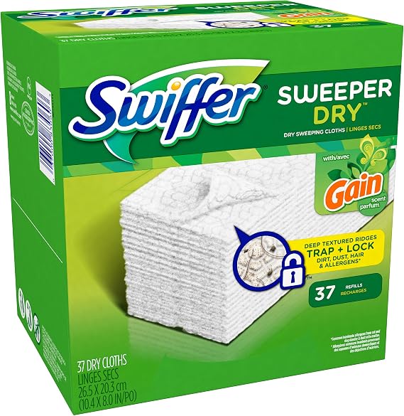 Swiffer Sweeper Dry Sweeping Pad Refills for Floor mop Gain Scent 37 Count by Swiffer