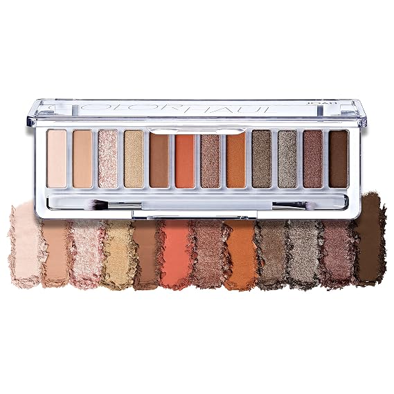 JOAH Color Haul Eyeshadow Palette, Travel Size Eye Makeup Kit, Matte & Shimmer Eyeshadow, Korean Makeup, 12 Highly Pigmented, Super Bendable Soft & Deep Colors, Includes Brush, Smokeshow