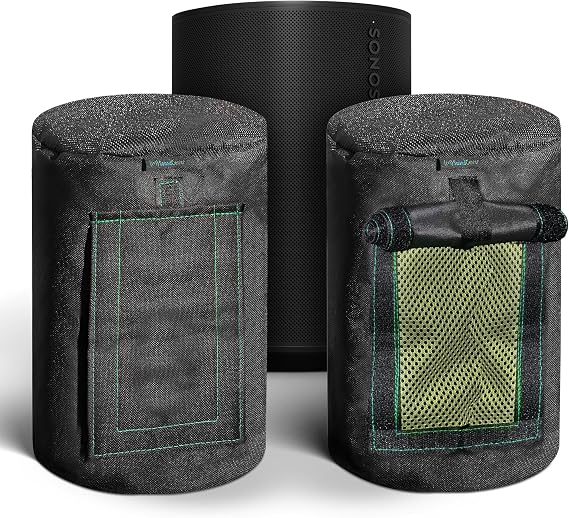 Black 600D Weatherproof Speaker Cover Custom Fit for Sonos Era100 Bluetooth Speaker with SoundFlap