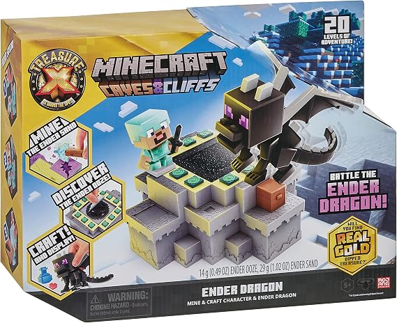 Treasure X Minecraft Caves & Cliffs Ender Dragon. Mine & Craft Character . Mine, Discover & Craft with 20 Levels of Adventure, Will You find The Real Gold Dipped Treasure?