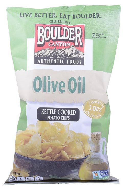 Boulder Canyon Kettle Cooked Potato Chips, Olive Oil, Sea Salt, 6.5 Ounce