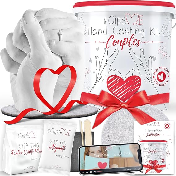GipsME 3D Hand Casting Kit Couple, Hand Moulding Kit, Holding Hands Casting Kit, Wedding Gifts for Couple, Couples Gifts