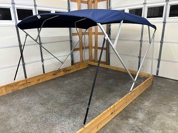 Cypress Rowe Outfitters 10' Long x 8' Wide Pontoon Boat Bimini Top Kit, Best Available, Navy Blue, Complete Kit, Square Frame, with Metal Fittings, 16oz Canvas, Hardware Kit