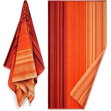 Reversible Premium Large Beach Towel 34 x 64 inch - Luxury Soft Velour in Front and Absorbent Cotton Terry Loop on Reverse Side. (Ombre, Single 34"x 64")