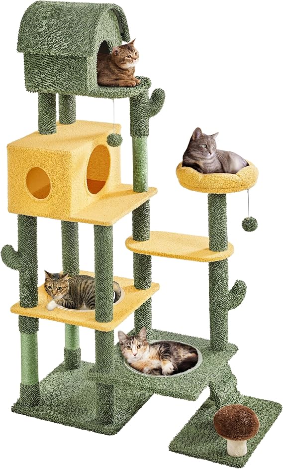 Yaheetech 68.5in Cactus Cat Tree, Extra Large Playground for Multiple Cats