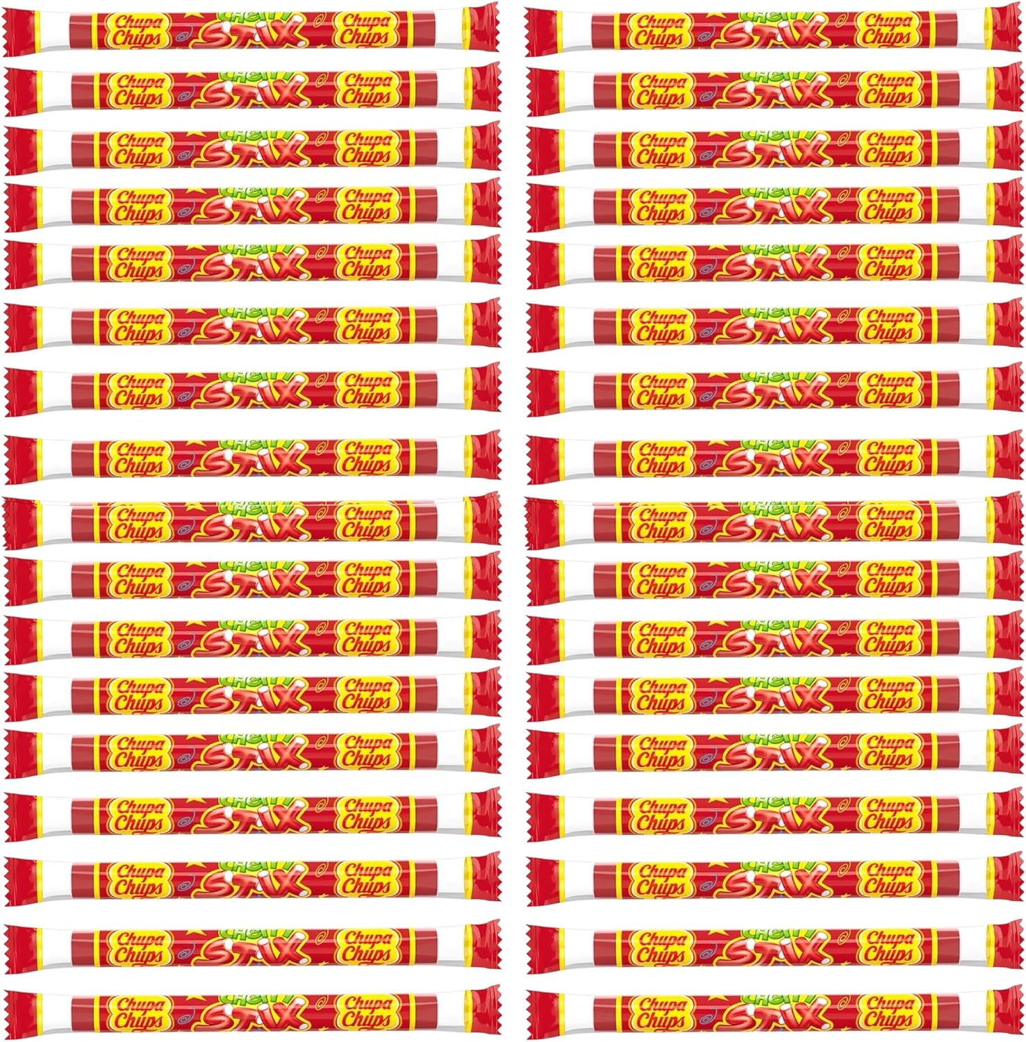 Chupa Chups Stix Cherry – 30 Pack | Chewy Fruit Flavour Mini Candy Cable Sticks | Individually Wrapped Retro Sweets | Party Bag Fillers & Kids Treats 30