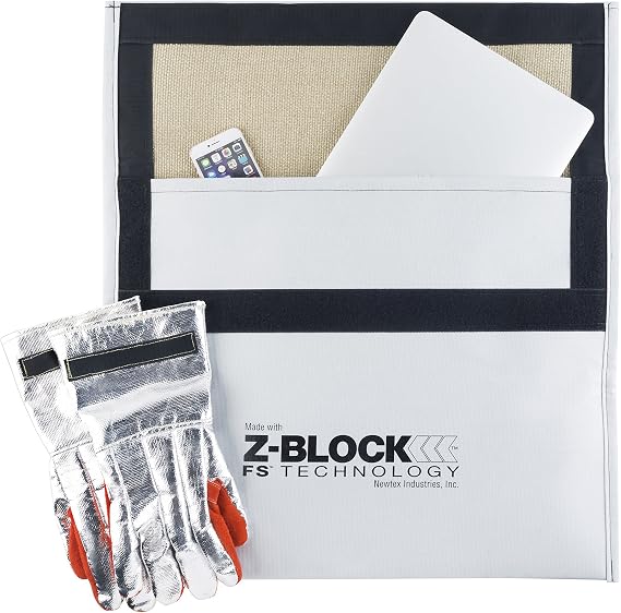Newtex Z-Block 18'' W x 16'' H Lithium Ion Battery Fire Containment Bag Kit Used Aboard Aircraft, Fire Resistant, Flame Retardant Envelope Style Bag, Meets FAA Standards, Made in USA