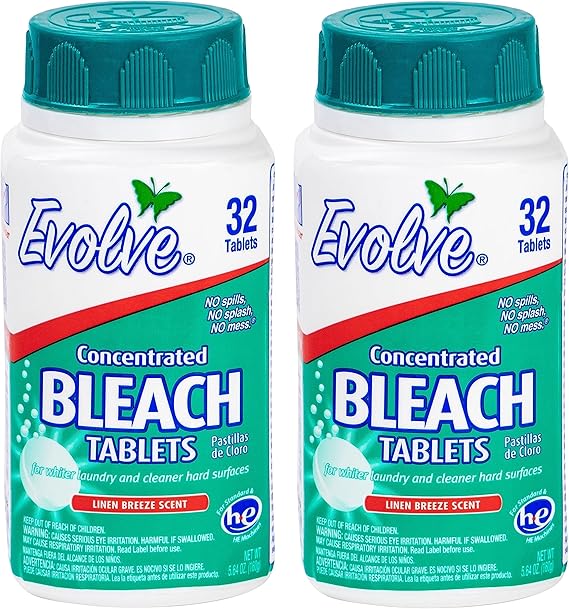 Evolve Concentrated Bleach Tablets -32-ct Linen Breeze (2 pack)