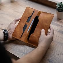 Genuine Leather Phone Wallet, iphone wallet, samsung galaxy wallet, xiaomi phone case, genuine leather phone case, card holder and money compartment (Camel)