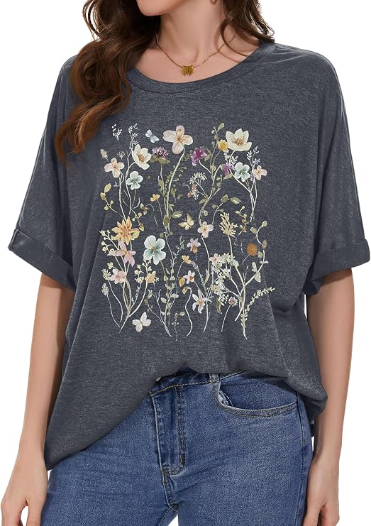 Oversized Tshirts for Women Summer Graphic Short Sleeve Tops Casual Shirts