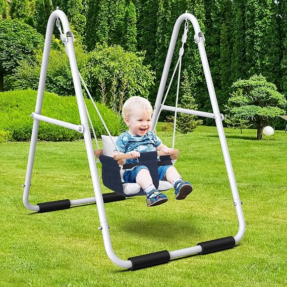 Hapfan Baby Swing Set with Foldable Stand for Indoors & Outdoors