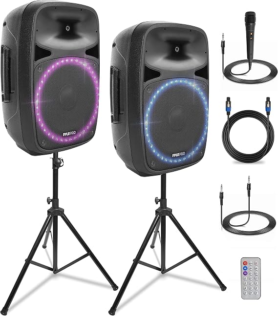 Pyle PA Combo Speaker System - 500 Watt Max Power Output with AUX Input & Microphone, Karaoke Machine Loudspeaker, Integrated Carry Handle, Bluetooth Wireless Streaming, Durable, Reliable Sound
