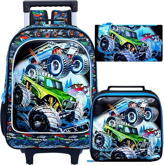 CCJPX Rolling Backpack for Boys, Kids Roller School Bag with Wheels Toddler Wheeled Bookbag Elementary