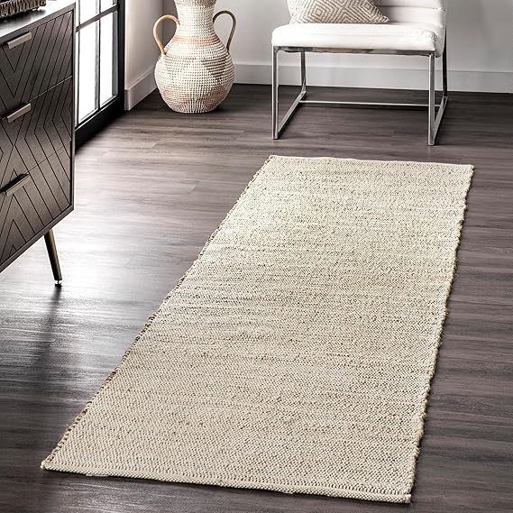 nuLOOM Elfriede Natural Solid Flatweave Runner Rug, 2' x 6'