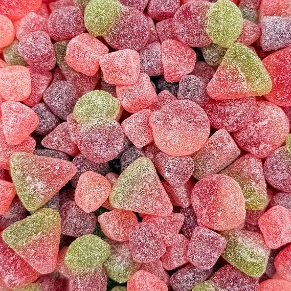 Sour Fruit Jelly Candy Mix, Dye Free Candy, Vegan Gummies, 1 Lb Bag | Cherry, Watermelon, Peach, Chewy Candy with Real Fruit Puree