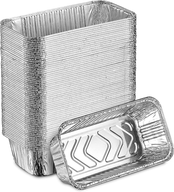 MontoPack Aluminum Disposable Loaf Pans | Deep Standard Size 8.5 x 4.5 Extra Thick Foil Bread Containers for Baking, Food Storage & Takeout | Eco-Friendly & Recyclable | Bulk 50-Pack 2 Pound Trays